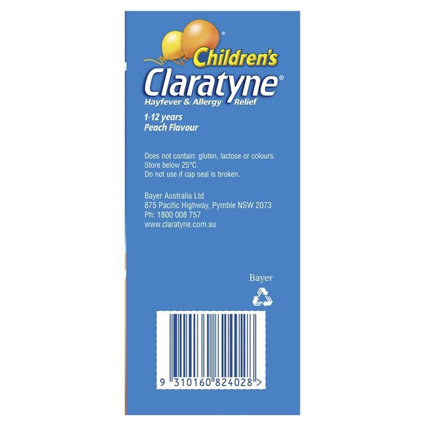 Claratyne Children's Peach Flavoured 60ml Syrup