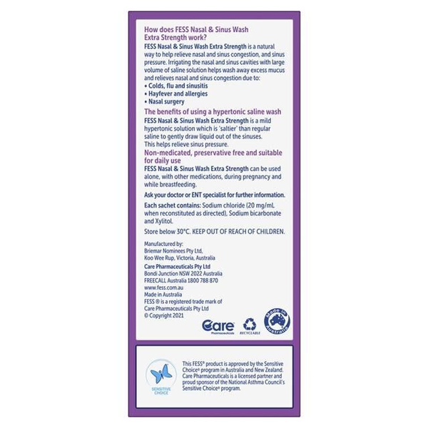 Fess Nasal & Sinus Wash Extra Strength Starter Kit 6 Sachets