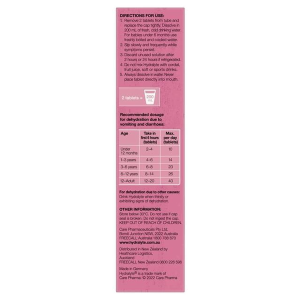 Hydralyte Watermelon Burst 20 Effervescent Electrolyte Tablets