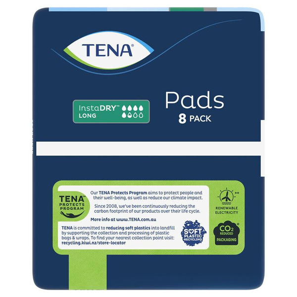 Tena Pads InstaDRY Long Length 8 Pads