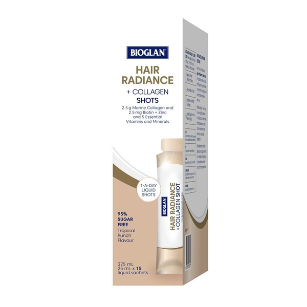 Bioglan Hair Radiance + Collagen Shots 15 x 25ml Liquid Sachets