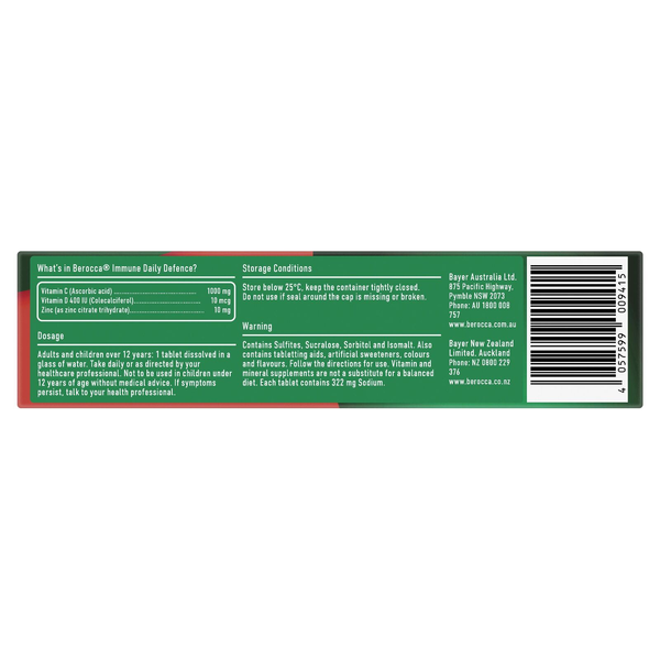 Berocca Immune Daily Defence Blackcurrant 30 Effervescent Tablets