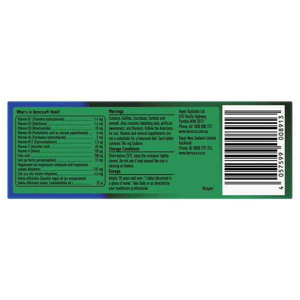 Berocca Mind Citrus 20 Effervescent Tablets