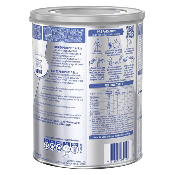Nan ExpertPro A.R. For Regurgitation , Thickened Formula 800g From Birth