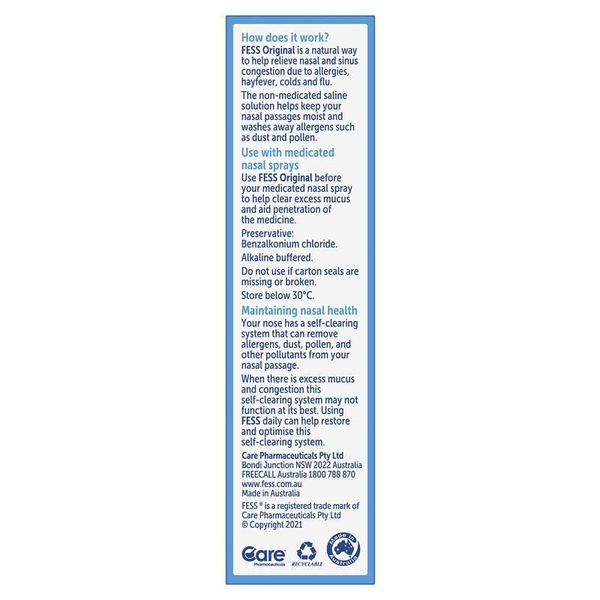 3X Fess Original Saline Nasal Spray 30ml