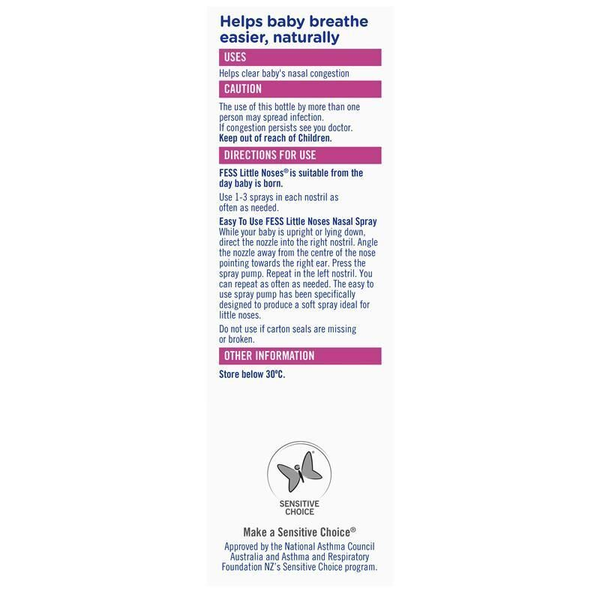 3X Fess Little Noses 0-2 Years Saline Nasal Spray 15ml