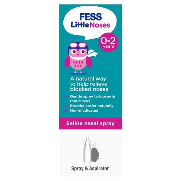 3X Fess Little Noses 0-2 Years Saline Nasal Spray & Aspirator 15ml