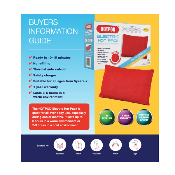 Hotpod Electric Hot Pack Next Generation Hot Water Bottle Heat Pack Reheatable
