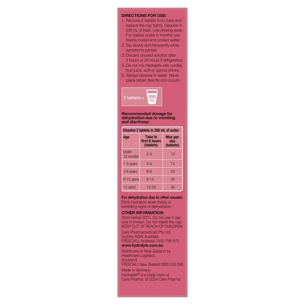 Hydralyte Strawberry Kiwi 20 Effervescent Electrolyte Tablets
