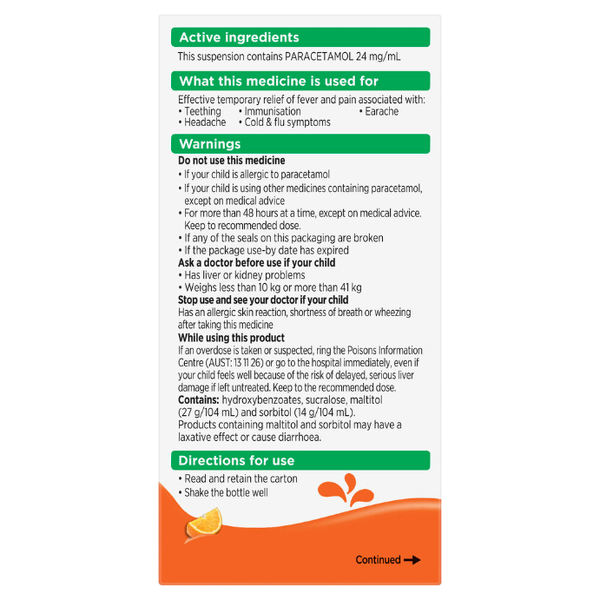 Panadol Children 1 - 5 Years Orange 200ml Suspension
