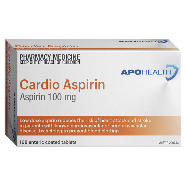 APH Cardio Aspirin 100mg 168 Enteric Coated Tablets