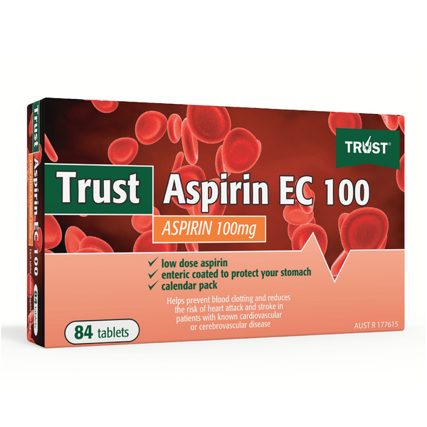 Trust Aspirin EC 100mg 84 Tablets Same as Cartia