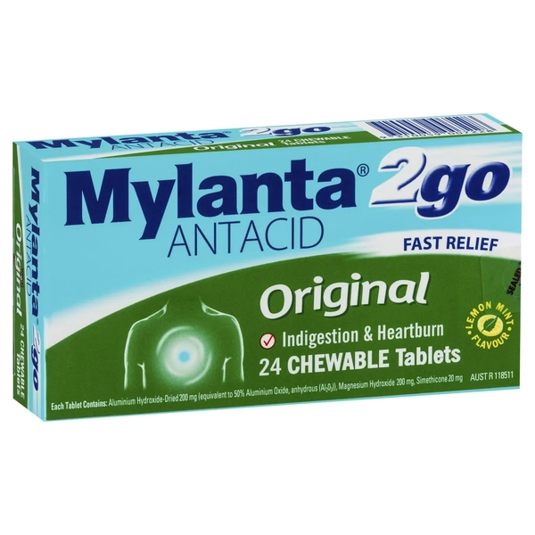 Mylanta 2go Antacid Orginal 24 Chewable Tablets