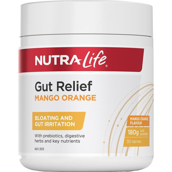 Nutra Life Gut Relief Bloating and Gut Irritation 180g Powder Mango Orange