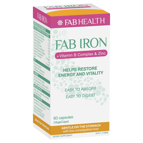FAB Iron + Vitamin B Complex &amp; Zinc 60 Capsules