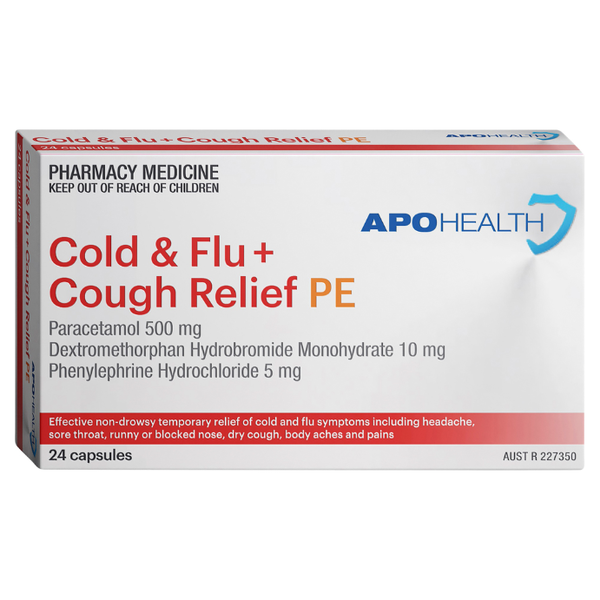 APH Cold &amp; Flu + Cough Relief PE 24 Capsules