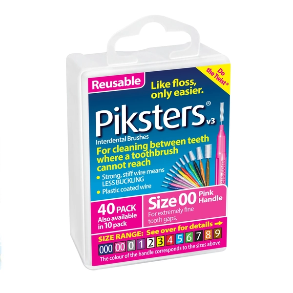 Piksters Interdental Brushes Size 00 Pink 40 Pack