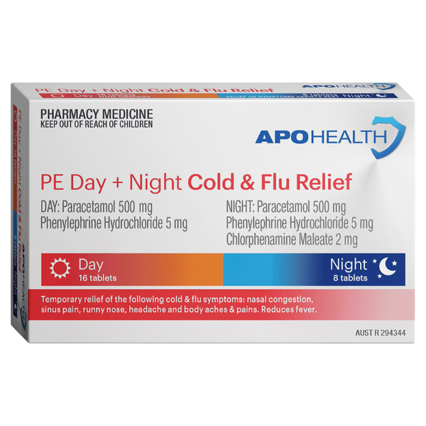 APH PE Day + Night Cold &amp; Flu Relief 24 Tablets Same as Codral PE