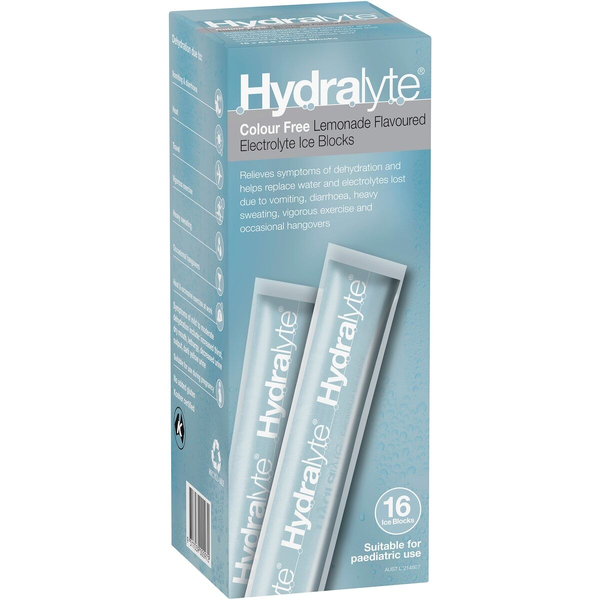 Hydralyte Colour Free Lemonade 16 Electrolyte Ice Blocks