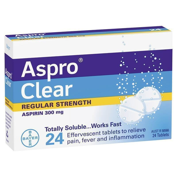 Aspro Clear Regular Strength 300mg 24 Efferevescent Tablets