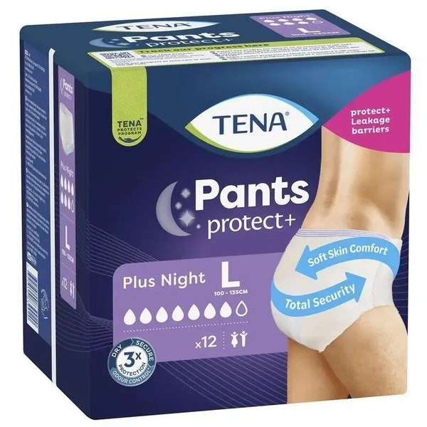 Tena Pants Protect+ Plus Night 12 Pants - Large