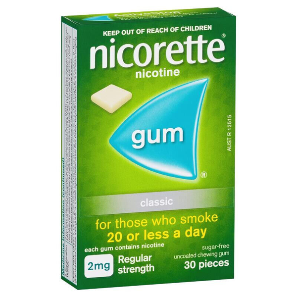 Nicorette Gum Classic Regular Strength 2mg 30 Chewing Gums