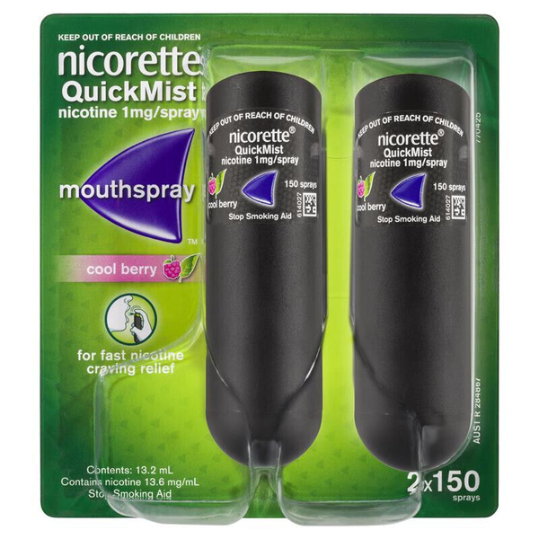 Nicorette QuickMist Mouth Spray Cool Berry Duo Pack 2 x 150 Sprays
