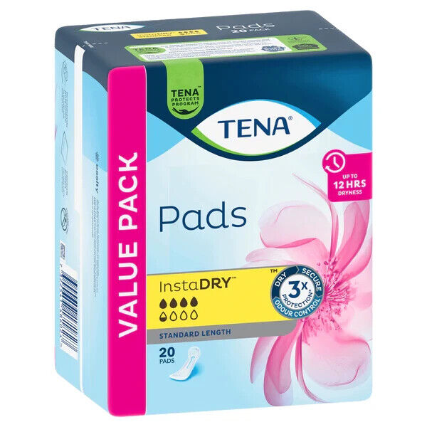 Tena Pads InstaDRY Standard Length 20 Pads
