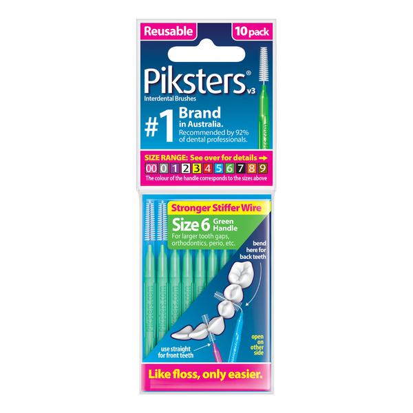 Piksters Interdental Brushes Size 6 Green 10 Pack