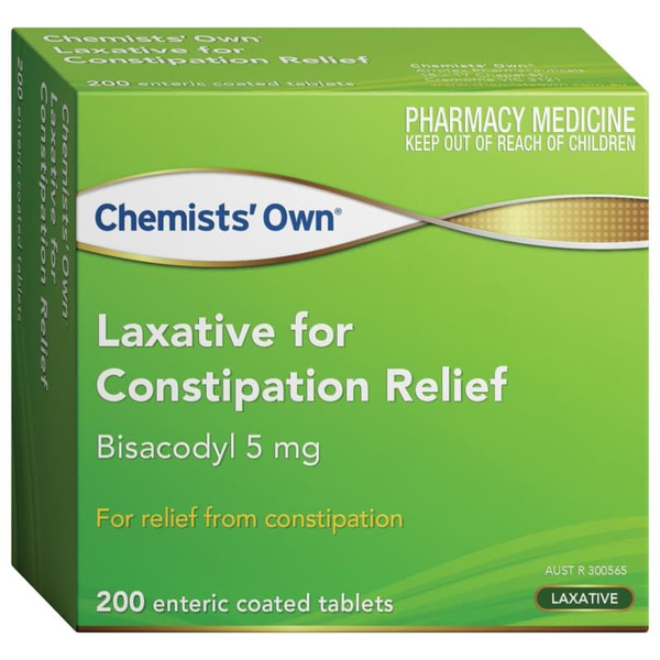 Chemists' Own Bisacodyl Laxative For Constipation Relief 5mg 200 Tablets
