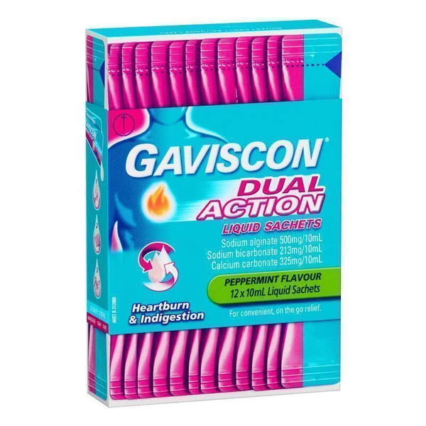 Gaviscon Dual Action Peppermint Flavour 10ml X 12 Sachets