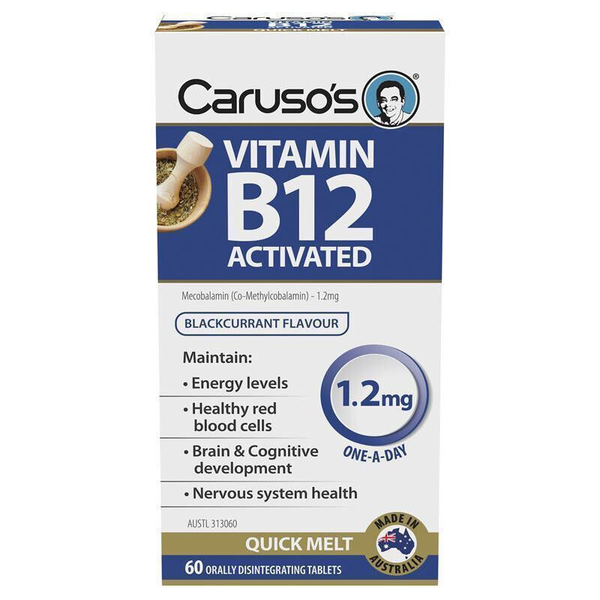 Caruso's Vitamin B12 Activated 1.2mg Quick Melt 60 Tablets