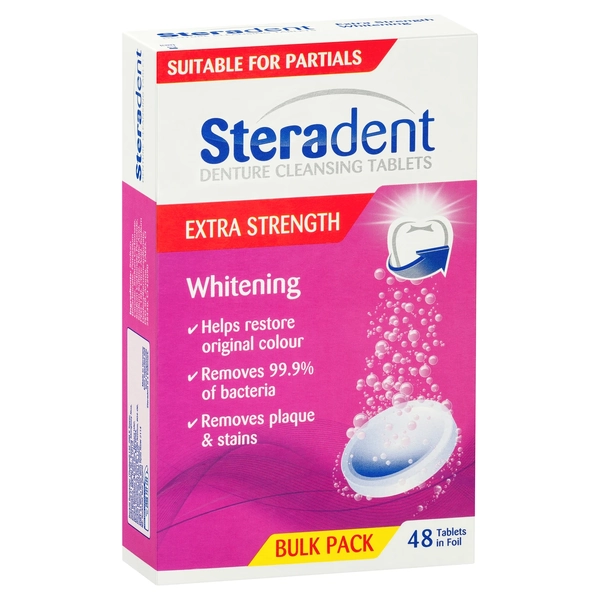 Steradent Denture Cleansing Tablets Extra Strength Whitening 48 Tablets
