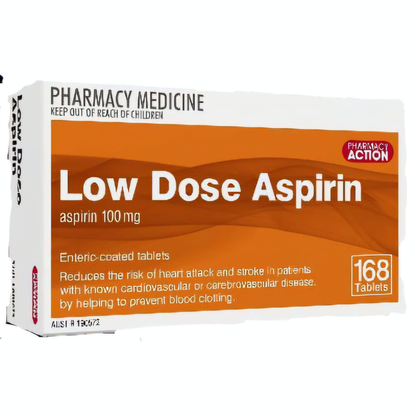 Pharmacy Action Low Dose Aspirin 168 Enteric Coated Tablets Same as Cartia