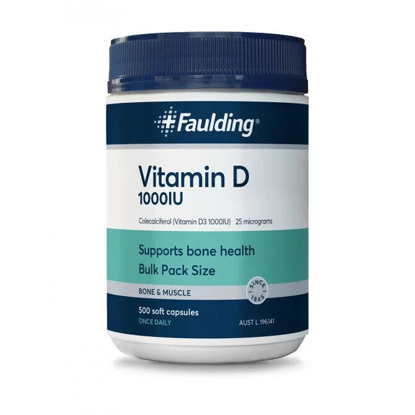 Faulding Vitamin D 1000IU 500 Soft Capsules