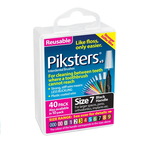 Piksters Interdental Brushes Size 7 Black 40 Pack