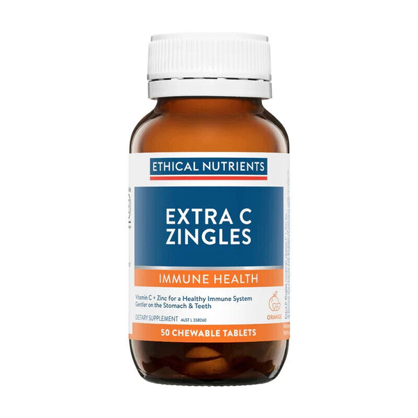Ethical Nutrients Extra C Zingles Orange Flavour 50 Chewable Tablets