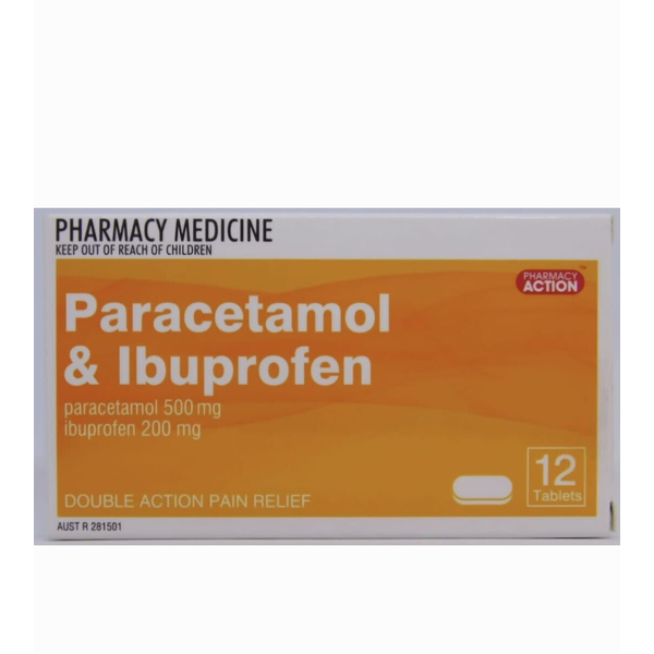 Pharmacy Action Paracetamol And Ibuprofen 12 Tablets Same as Nuromol