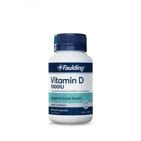 Faulding Vitamin D 1000IU 100 Soft Capsules