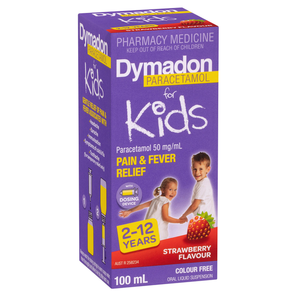 Dymadon For Kids 2 to 12 Years Strawberry 100ml Suspension