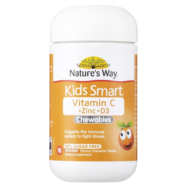 Nature's Way Kids Smart Vitamin C + Zinc + D3 Chewables 75 Tablets