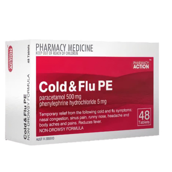 Pharmacy Action Cold &amp; Flu PE 48 Tablets Same as Codral Cold &amp; Flu