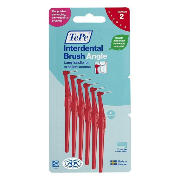 TePe Interdental Brush Angle Size 2 Red 6 Brushes