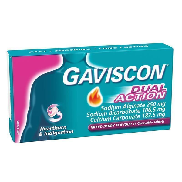 Gaviscon Dual Action Mixed Berry 16 Chewable Tablets 