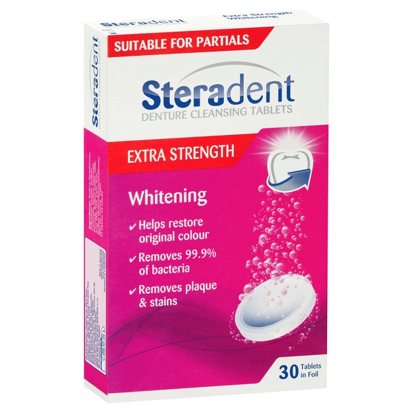 Steradent Denture Cleansing Tablets Extra Strength Whitening 30 Tablets