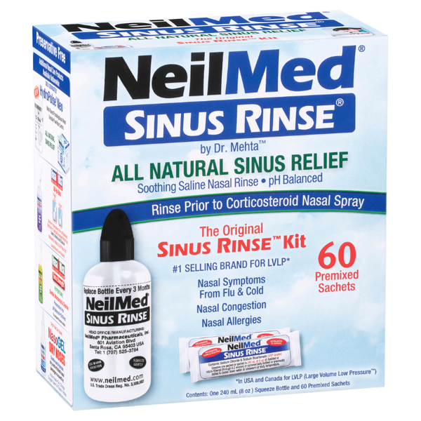 Neilmed Sinus Rinse Kit Bottle + 60 Premixed Sachets