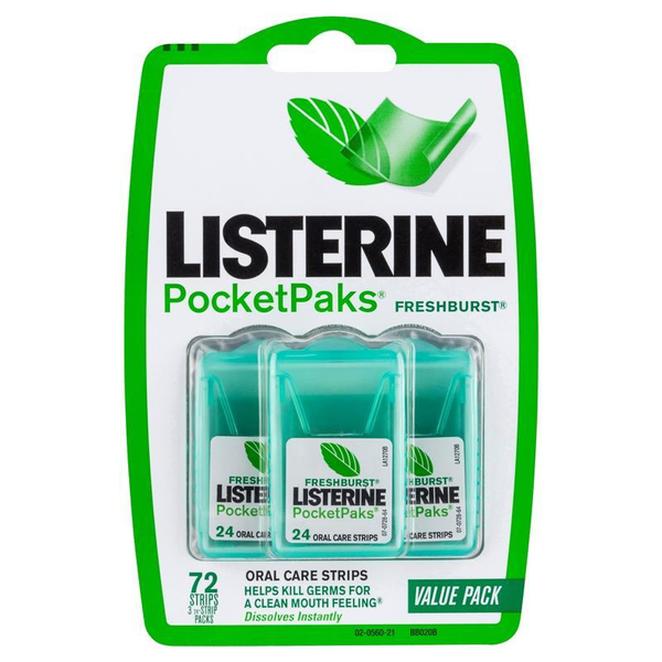 Listerine PocketPaks Oral Care Strips Freshburst 72 Strips
