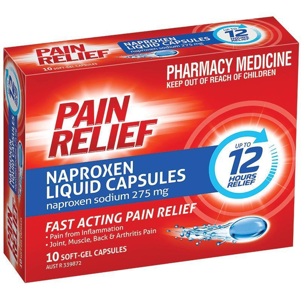 Pain Relief Naproxen 10 Liquid Capsules