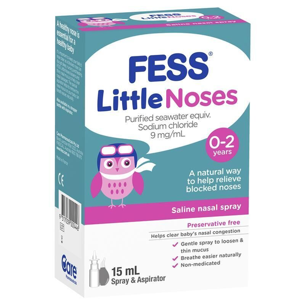 Fess Little Noses 0-2 Years Saline Nasal Spray &amp; Aspirator 15ml