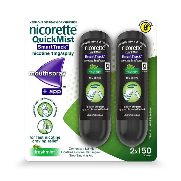 Nicorette QuickMist SmartTrack Mouth Spray Freshmint Duo Pack 2 x 150 Sprays